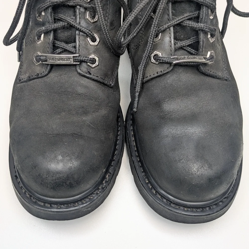 Harley Davidson Badlands Motorcycle Boots Black Leather Lace Up Men's Size 9